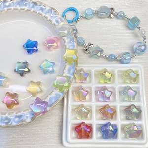 Perles à trou droit à effet œil de chat, à changement de couleur, motif pentagramme ciel étoilé, pour la création de chaînes de téléphone portable DIY, vente en gros - Product Image 1