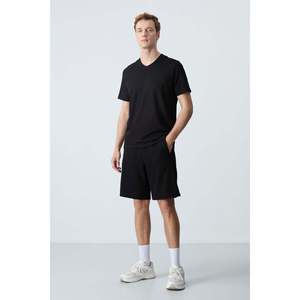 Shorts Negros Air Jones para Hombre, Corte Estándar Básico, Mezcla de Algodón, Textura Suave, para Uso Diario Informal y Comodidad - Product Image 1