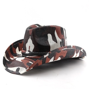Nuevo Sombrero <span class=keywords><strong>Vaquero</strong></span> Occidental con Estampado de Camuflaje y Rayas, Unisex, 100% Paja de Papel, para Viajes al Aire Libre, Equitación, Protección Solar, Estilo Jazz - Product Image 3