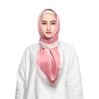 Foulard Hijab en Soie Sergée Imprimé Personnalisé de Créateur Ethnique, 90 cm, Écharpes Élégantes de Haute Qualité pour Femmes Musulmanes 1007A