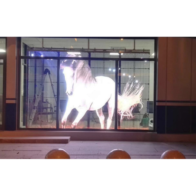 TOPvision Transparent Windows Glass 3D Showcase Led Display Screen Video Wall Digital Signage