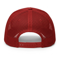 Casquette de baseball rétro personnalisée en mousse avec patch tissé, rouge brique, dos en maille, visière incurvée, profil haut, fermeture snapback, Gorras