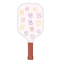 Ensemble de raquettes de pickleball pour enfants en fibre de verre, panneau en nid d'abeille, poids 230g, épaisseur 11mm, forme rectangulaire, motif de chien de dessin animé, PP
