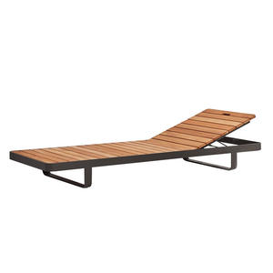 Lit inclinable en teck extérieur patio rotin piscine chaise de plage meubles de balcon - Product Image 1