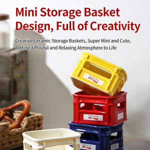 Stylish Stackable <strong>Mini</strong> Ceramic Food Crate | Eco-Friendly <strong>Basket</strong> for Serving Fries Popcorn Fruits | for Home Restaurant Party - Product Image 2