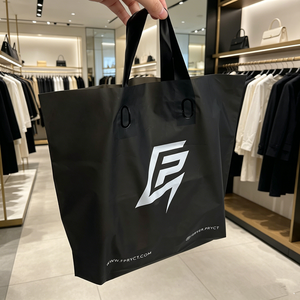 Wholesale Frosted Black Plastic Tote Bag with Custom Brand Print for Retail & Cosmetics Packaging - Product Image 3
