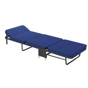 Lit pliant triple Myb 631, cadre noir, mousse bleu foncé, canapé-lit convertible inclinable pour la maison et le bureau - Product Image 1