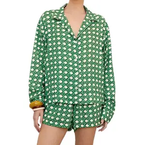 Custom Zomer Chique Dames Nachtkleding Met Schattige Cartoonprint En Tweedelige Pyjama 'S Voor Dames Sets/