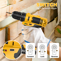 Ensemble de perceuse sans fil sans clé 20V avec tournevis électrique Mini moteur brossé à vitesse variable pour bricolage Batterie de source d'alimentation d'entrepôt européen
