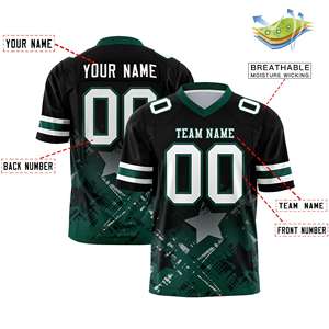 Maillot de football américain personnalisé noir vert minuit avec dégradé étoilé - Product Image 2