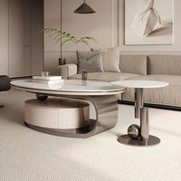 Ensemble de tables basses en pierre frittée moderne design, meubles de salon, table basse luxueuse, ensemble de tables basses centrales pour salon