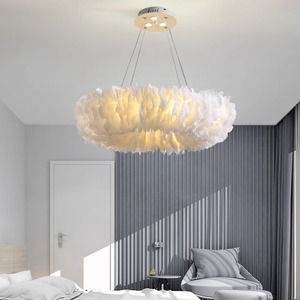 <span class=keywords><strong>Lustre</strong></span> nordique moderne en plumes de lumière pendante haut de gamme salon restaurant villa de luxe salon <span class=keywords><strong>lustre</strong></span> en plumes de soie - Product Image 6