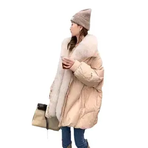 Casaco parka corta-vento de inverno feminino personalizado acolchoado jaqueta corta-vento com pele destacável