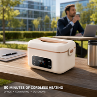 Boîte à lunch électrique rechargeable sans fil, chauffe-plat portable auto-chauffant en acier inoxydable, capacité 1L, pour réceptionniste, bureau d'accueil