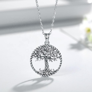 Commercio all'ingrosso 925 sterling silver dainty filigrana <span class=keywords><strong>albero</strong></span> <span class=keywords><strong>della</strong></span> <span class=keywords><strong>vita</strong></span> ciondolo <span class=keywords><strong>collana</strong></span> - Product Image 5