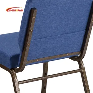 China Manufacture Modern Used Auditorium Chair Stacking Interlock Church Chair Durable Steel Tube Theater Chair