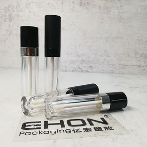 Empty Black Lipgloss <b>Tubes</b> Round Container Packaging Private Label with ABS/PETG Material <b>Plastic</b> Lip Gloss Makeup <b>Tube</b> - Product Image 1