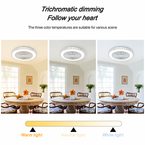<span class=keywords><strong>Ventilateur</strong></span> de plafond LED chinois avec télécommande, température tricolore, construction en ABS + métal, ventilateurs de plafond bas pour chambre à coucher avec lumières - Product Image 6