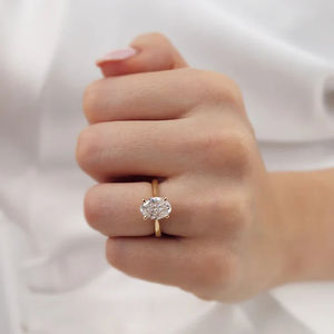 오벌 랩 그로운 다이아몬드 18K 옐로우 골드 도금 솔리테어 링 럭셔리 약혼 웨딩 링 (탁월한 컷) - Product Image 6