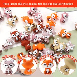 Creative Cute Fox-shaped 3D <b>Silicone</b> <b>Beads</b> Sweet and Edgy Style Backpack Pendants <b>Bead</b> Pens Decoration - Product Image 1