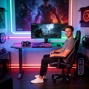 Meja Berdiri Motor Ganda 55 X 28 Inci, Meja yang Dapat Disesuaikan Ketinggiannya, Meja Kantor, Meja Gaming & Komputer - Product Image 1