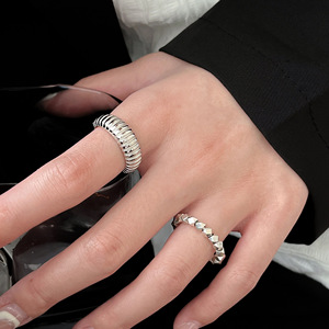 S925 Sterling Silver Geometric <b>Open</b> <b>Ring</b> For Women Adjustable Size Everyday Wear Fine Jewelry - Product Image 1
