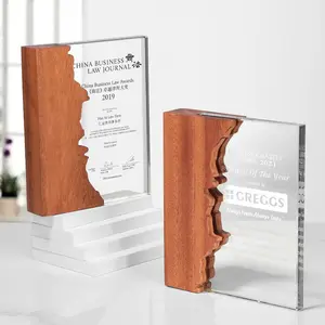MH-NJ00757 Personalized Crystal Wooden Plaque Crystal Custom Design Wooden Plaque Awards