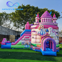 Videur gonflable de château de princesse rose de loyer commercial de 2025 avec la maison gonflable intérieure ou extérieure de saut de toboggan avec la glissière