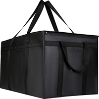 Sac isotherme portable pliable noir pour le transport des aliments chauds pour le camping et l'épicerie écologique