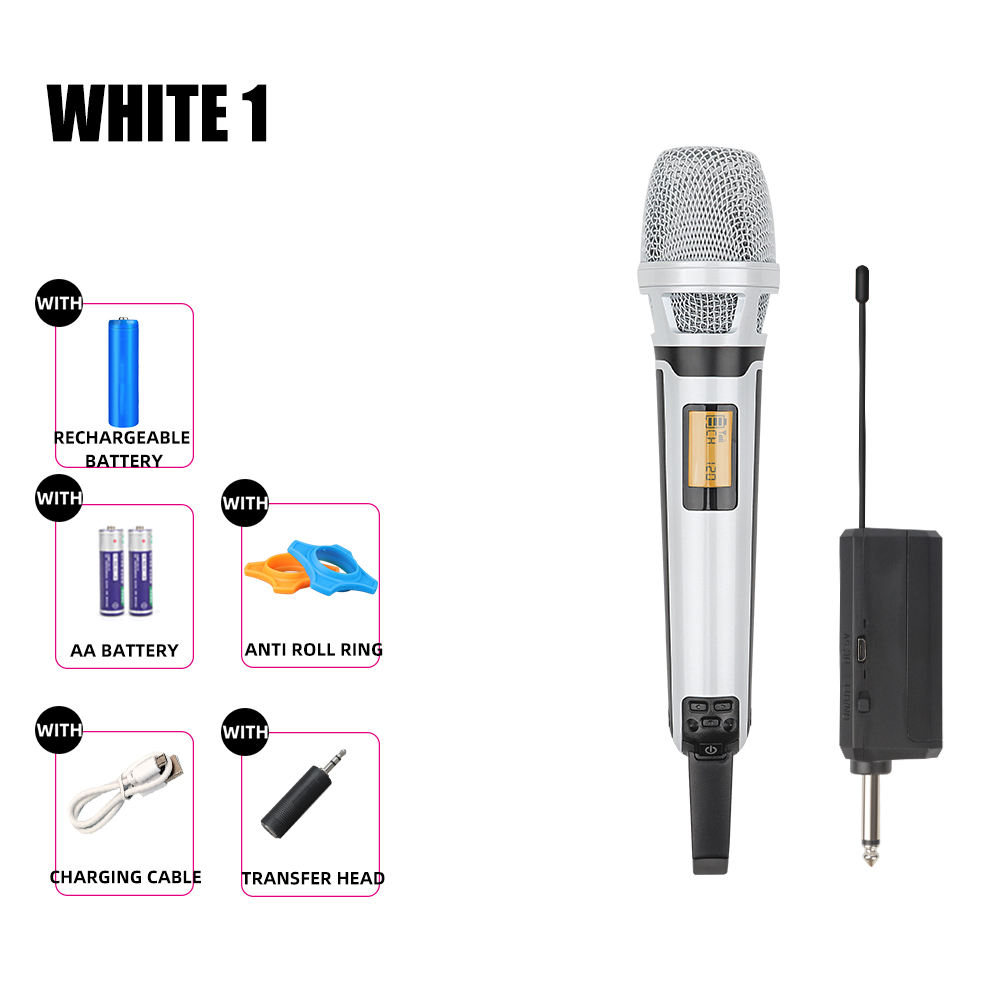 ไมโครโฟนสีขาวลากทีละตัว