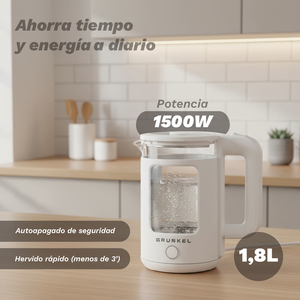 Bollitore elettrico Grunkel da 1,8 litri, 1500 W, bianco, per riscaldare l'acqua rapidamente - Product Image 2
