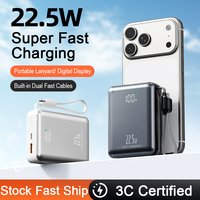 Cargador Portátil, Ultra Mini 10000mAh 22.5W, Banco de Energía de Carga Rápida |   Cable USB-C Seguro para Viajes, Cargador Esencial para Viajes