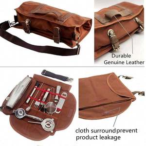 Échantillon gratuit, vente en gros, logo personnalisé, kit de barman professionnel portable, sac de voyage, sac à outils en toile enroulable, sac à outils pliable - Product Image 4
