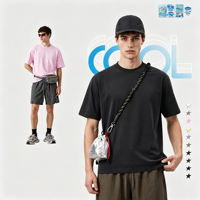 T-shirt de course en coton peigné à matrice horizontale-verticale, protection solaire anti-UV avancée, technologie antimicrobienne à séchage rapide