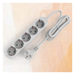 Regleta de Enchufes de 5 Vías con Certificación CE GS RoHS, Estándar Europeo, Cable de 3x1.5mm2, 1.4 Metros, para Electrodomésticos - Product Image 1