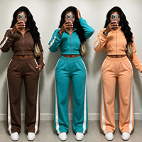 Survêtement deux pièces Y2K pour femme avec logo personnalisé, veste courte zippée et pantalon large, vêtements de sport OEM ODM