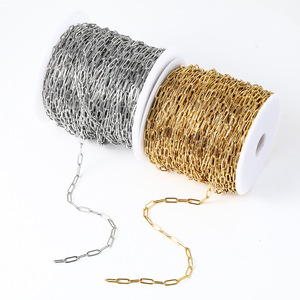Catena a maglie ovali a forma di graffetta |   Catena in <span class=keywords><strong>Acciaio</strong></span> Inossidabile 316L Placcata Oro 18K PVD per Creazione di Bracciali e Collane Fai-da-Te - Product Image 2