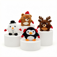 Kerstcadeau Pluche Knuffels met Rode Sjaal Schattige Sneeuwpop Pinguïn Elch Teddybeer Kerst Pluche Speelgoed Aanpasbaar LOGO