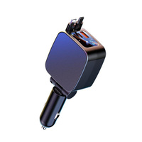 Chargeur de voiture rapide 120W avec câble rétractable 5-en-1 compatible avec les téléphones et montres iOS et Android
