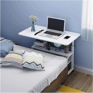 Modern Adjustable <b>Computer</b> <b>Desk</b> Top Wooden Mobile Wheels <b>Computer</b> <b>Desks</b> Laptop Stand Bedroom End Bed Table for Student Study - Product Image 4