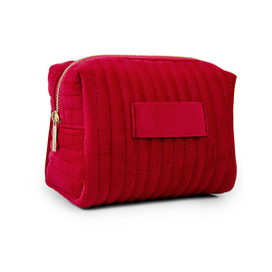 Vente chaude, trousse de maquillage en velours personnalisée avec logo, grande capacité, fermeture éclair, trousse de toilette - Product Image 5