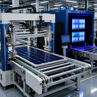 Ligne d'assemblage de panneaux solaires avec surveillance intelligente, haute productivité et robots de chargement et de déchargement automatiques