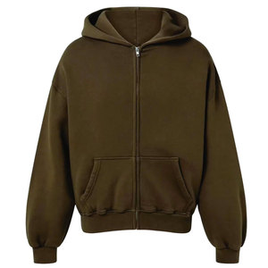 Men's Customizable 100% Cotton Heavyweight <b>Zipper</b> Hoodies Winter Solid Pattern Fleece Custom Logo Printed Breathable Quick Dry - Product Image 1