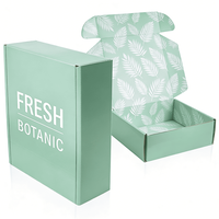 Boîte en carton personnalisée avec logo, boîte d'expédition personnalisée imprimée en vert menthe pour les ensembles de produits à thème botanique et parfums d'intérieur