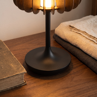 Lampe de chevet LED sans fil en forme de citrouille nordique en bois avec base métallique, batterie 1800 mAh et capteur tactile pour salon et intérieur