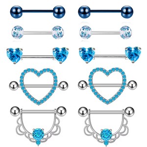 Nouveau acier inoxydable en forme de coeur zircon haltère mamelon anneau <span class=keywords><strong>sexy</strong></span> femmes corps <span class=keywords><strong>piercing</strong></span> mamelon ongles ensemble - Product Image 3