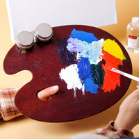 Palette de peinture ovale en bois de noyer de haute qualité Panwenbo, palette de peinture à l'huile pour artistes, palettes en noyer 30 * 40 pour acrylique et aquarelle