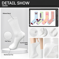 Chaussettes de tennis mi-mollet personnalisées, logo tissé, séchage rapide, absorbant la transpiration, directement de l'usine