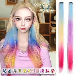 ต่อผมแบบเกี่ยวหูสามสี ย้อมสีตรงเส้น เส้นใยคาเนคาลอน น้ำหนักเบา ไร้รอยต่อ ยาว สไตล์ไล่สีรุ้ง - Product Image 2