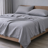 Ensemble de draps en coton et lin naturel, 4 pièces, style nordique Wabi Sabi, ensemble de literie teintée réactivement